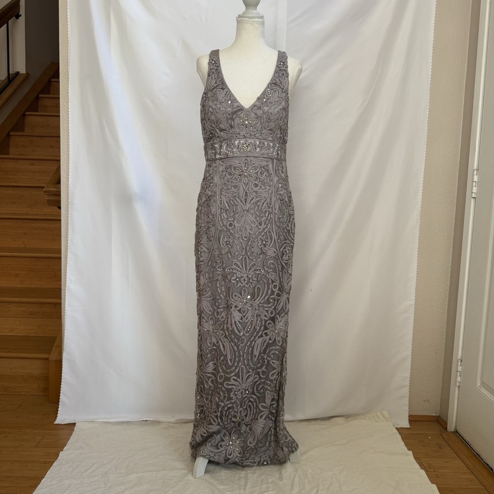 Vintage Sue Wong Gown Size 12 Beaded Sheer Laced Crystal Wedding Gatsby Lined
